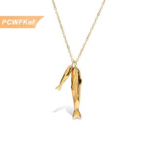 【PCWFKef】 สร้อยคอจี้ห้อยคอรูปปลาซาร์ดีนสำหรับผู้หญิงสไตล์วินเทจสีทองแนวแฟชั่นของขวัญเครื่องประดับแบบเรียบง่ายสไตล์โบฮีเมียน