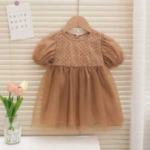 X BABY Dress Anak Perempuan Gaun Anak Cewek Lengan Pendek Bahan Katun Tutu Tile Korean Style Usia 1-4 Tahun