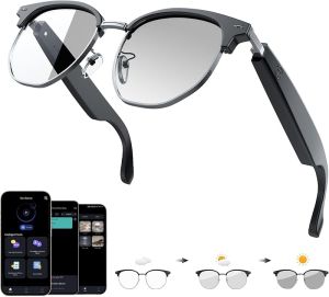 AI Translation Smart Glasses with 164 Languages Open Ear Sound Mic & Speakers Transitions lenses RealTime Voice Translator