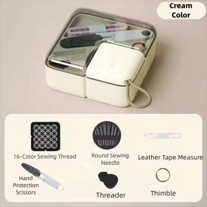 Portable Sewing Box Set Luxury Sewing Box Set，Multifunction Practical Hand Stitched Needlework Sewing KitsMini Household Sewing Kit Buttons Pins Storage Boxes Handmade DIY Sewing Tools