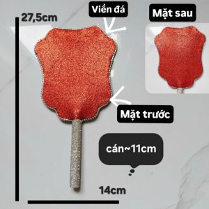 (1 cái) Phôi quạt viền đá xốp kim tuyến có cán nguyên liệu làm quạt hầu đồng hầu thánh