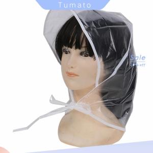 Tumato 1Pcs Protect Hairstyle Rain Hat Plastic Bonnet for Women and Lady Clear
