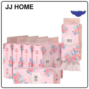 【JJ HOME】【10 Packs/Box】ManHua Pink Flower 4-Ply Tissue / Hanging Paper Towel / Hangable Napkin