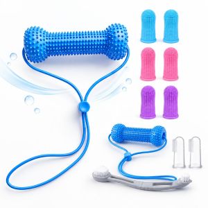 3GGINEII PVC Dual-Action Canine Dental Prop With Silicone Toothbrush Prevents Tooth Decay Dog Dental Chews Toy Fun Quick Brushing Dog Toothbrushing Toy For Easier Teeth Brushing