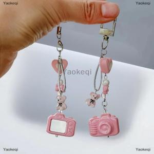 [COD] Yaokeqi Pink Camera Bear Keychain Sweet Phone Chain Charm Keyring Jewelry Anti-Lost Lanyard Bag Decor