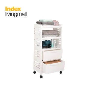 INDEX LIVING MALL ตู้ลิ้นชัก + ชั้นวางของมีล้อ รุ่นโนรินะ - สีขาว