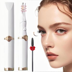 Heated Eyelash Curler - 2-in-1 Clip-Type Design 3 Temperature Modes USB Rechargeable Electric Eyelash Curler Natural Curling 24H Long-Lasting Curl Gift for Women & Girls Beige