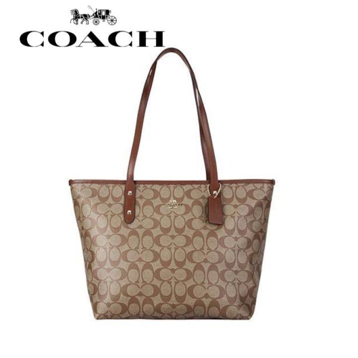 COACH City Zip Tote 30 Classic Presbyopia Zip Closure Shopping Bag ...