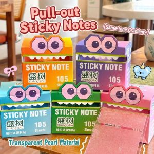MADEWITH 105 Sheets Per Roll Pull-Out Sticky Notes Transparent Pearlescent Waterproof Glitter Sticky Notes  No Residue Gradient Color Memo Notes For Student Stationery