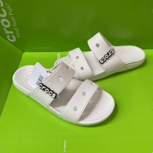 Dép 2 quai ngang cross Band Classic chuẩn xịn đúc liền khối tặng 10 sticker màu trắng