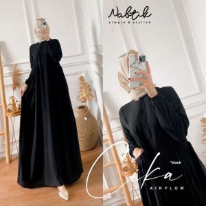 SENNA STORE Cika Maxy Dress Baju Wanita Viral Busui Friendly Bahan Crinkle Airflow Terbaru 2024 OOTD