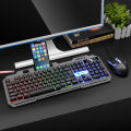 T25 Gaming Keyboard and Mouse Set Colorful LED Backlight Ergonomic Metal Keyboard and 1600 DPI Gaming Mouse Bundle Combo Set USB Wired for PC Laptop. 