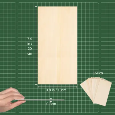 15Pcs Basswood Craft Board Model Toys Building Carving Handicraft Educational 15x10cm/ 20x10cm 2mm Thickness DIY Accessories
