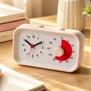 PENTU Dual Screen Dual Screen Visual Timer Self-discipline 60 Minute Countdown Kitchen Timer Portable Silent Time Manager Alarm Clock Primary School