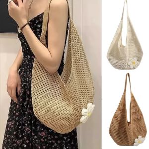 New Single Shoulder Crochet Bag for Vacation and Leisure Needle Woven Bag Hand-held Tote Bag