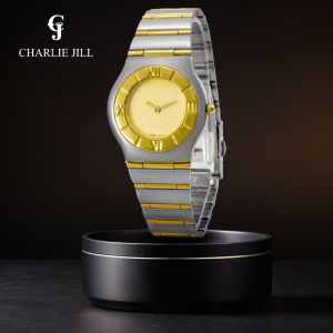 CHARLIE JILL 2559-M JAM TANGAN PRIA FASHION VINTAGE RANTAI STAINLESS STEEL WATER RESISTANT FREE BOX