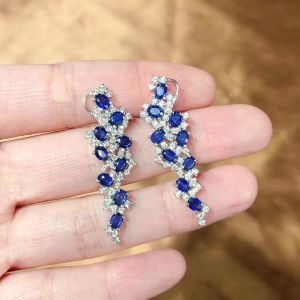 Montagne Jewelry Natural 3x4mm Sapphire Earring 925 Silver Earring Elegant Crystal Inset Design 53 Fine Jewellery Stud Earrings