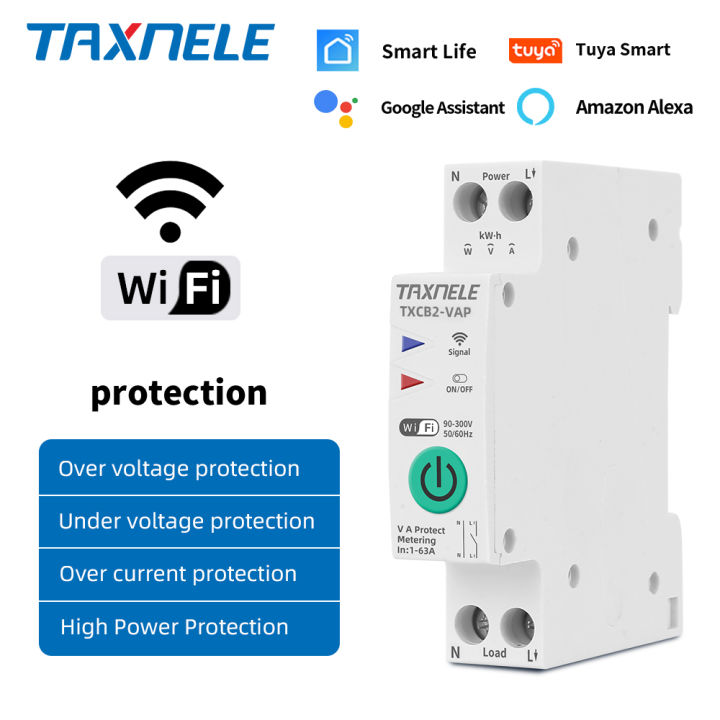 Smart Life Tuya Wifi Mcb Circuit Breaker Power Metering Over Current 