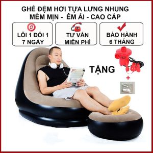 Ghế Sofa Hơi Tựa Lưng Kèm Đôn Ngồi + Tặng Bơm Điện Mini Cao Cấp Thoải Mái Thư Giãn Tại Nhà Văn Phòng Du Lịch