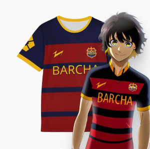 BAJU JERSEY FUTSAL & JERSEY SEPAK BOLA PRINTING ANIME BLUE LOCK COSPLAY FC BARCHA