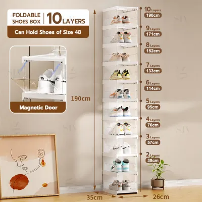 【Free of Installation】SIV Foldable Shoe Organizer Shoe Rack Folding Shoe Storage Box Cabinet