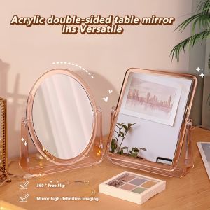 Acrylic Transparent Double-sided Makeup Mirror 360 Degree Inverted Desktop Mirror