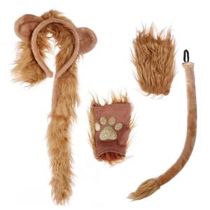 Lion Ears Headband and Tail Costume Kit for Kids and Adults Brown Lion Headband Paws And Tail Lion Headband Costume
