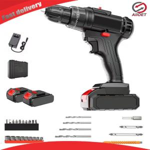 【Alloet】 Electric Cordless Drill Driver for Woodworking and Home Repairs Rechargeable Power Tool with Adjustable Speed and Compact Design