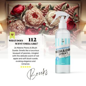 My Home 112 PEONY BLUSH SUEDE Premium Room and Linen Disinfectant Spray Paraben Free Car Bathroom