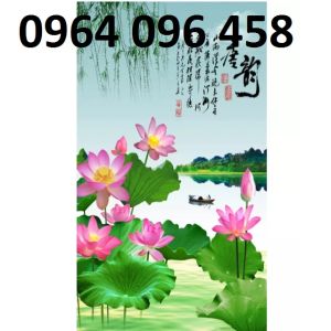 Tranh hoa sen 3d - tranh gạch 3d hoa sen - CVĐ44