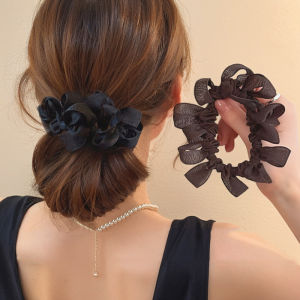 Sweet Bowknot Tulle Ribbon Hair Band Women Elastic Ponytail Holder Hair Ropes Headwear