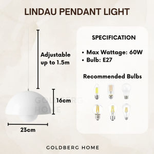 Lindau White & Red Pendant light - Living Room Bedroom - Flowerpot Nordic pendant light | Goldberg Home