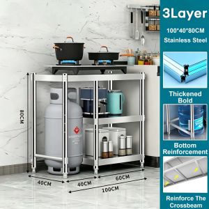 kitchen Stove rack / Gas rack / SUS304 Stainless steel / kitchen shelf rack / Cooking Bench Kitchen Working Table/ durable rack
