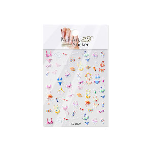 Beach Vacation Bikini Swimsuit Nail Art Sticker Summer Beachwear Swimsuit Pants Manicure Seaside Slippers Glasses Hat Nail Decal h260819