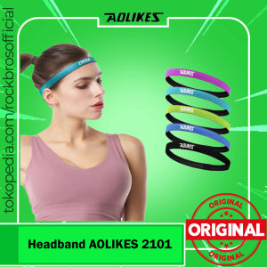 Headband Aolikes 2101 Sweat Head Bandana Ikat Kepala Olahraga Tenis Running Gym Sport Head Band Non Slip Outdoor Pria Wanita