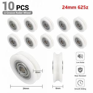 XIAHU 10Pcs 5mm U-Groove Guide Pulley Nylon POM Stainless Steel Bearing Pulley Compact Size Rolling Bearing Wheel for Driving Machinery