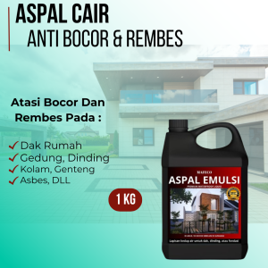 Cat Pelapis Anti Bocor Aspal Cair Bitumen 1Kg Untuk Kolam Dak Cor Asphalt Emulsion for Waterproofing