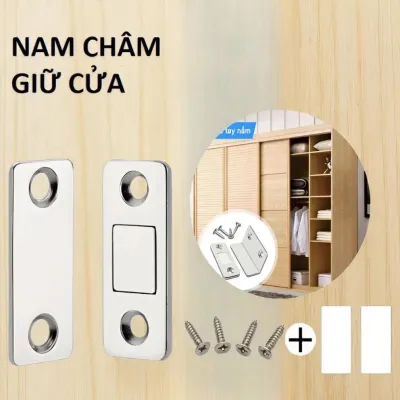 [SET 2 CẶP] Nam Châm Giữ Cửa Tủ Hít Cực Mạnh – Inox Không Gỉ – Dán 3M/Bắt Vít – Nhỏ Gọn Bền Đẹp