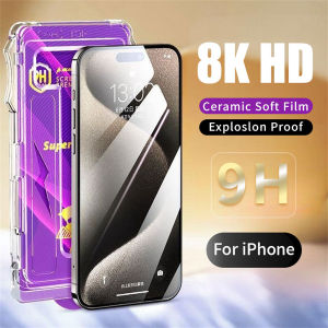 Anto không bám bụi HD hoàn toàn bằng gốm kính cường lực cho iPhone 16 Pro Max 16e E 15 Pro Max 14 Pro Max 13 Plus + 12 11 Pro Max x XR XS Max Dễ dàng cài đặt phim bảo vệ màn hình mềm