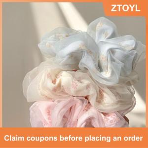 【ZTOYL】 Hai Lớp Lụa Organza Scrunchies Ngọt Ngào Hoa Tóc Ban Nhạc Cho Cô Gái Tóc Đuôi Ngựa Chủ Cao Su Ban Nhạc Tóc Quan Hệ Tóc Phụ Kiện Tóc