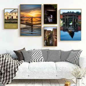 (HÌNH THẬT) Tranh treo tường hội an 11 trang trí decor quán nhà hàng kèm đinh