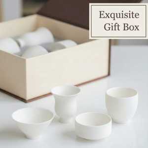 [Gift Box] 4pcs Premium Jade Ceramic Tea Cup Set - Nordic Minimalist Afternoon Tea Mugs for Coffee/Tea - Luxury Housewarming & Birthday Gift for Besties