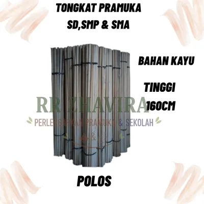 Tongkat pramuka merah putih dan polos bahan kayu panjang 160cm lingkar 3cm