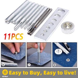 【Fast Shipping】11pcs Snap Button Fastener Set Metal Leather Craft Snaps Fasteners DIY Studs Buttons Installation Hand Punch Tool Rivet-Setter-Kit