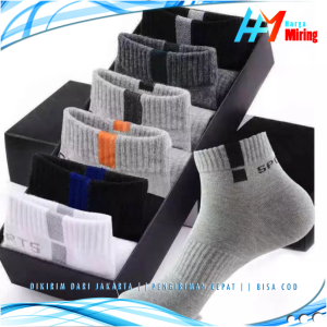 Kaos Kaki Pria Wanita Pendek 6610 Motif Sport Garis Kaos Kaki Olahraga Semata Kaki Unisex Kekinian