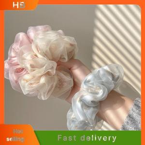 HB Double Layer Silk Organza Scrunchies Sweet Flower Hair Band For Girls Ponytail Holder Rubber Bands Hair Ties Hair Accessories
