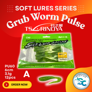 Tsurinoya Soft Bait Grub Worm Pulse PU60 6cm 3.1g (12pcs/pack) GoodCatch Fishing Lure