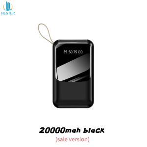 HOUTAPP mini power bank 20000mAh Power Bank Built-in Cable Large Screen Digital LED Display powerbank robot 100000mah power bank original asli power bank original power bank powerbank