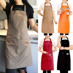 Free Ship 1/5/10pcs Solid Color Adjustable Bib Apron Waterproof Stain-Resistant with Two Pockets Kitchen Chef Baking Cooking BBQ Apron