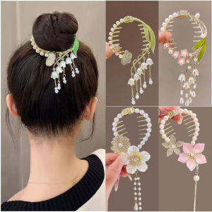Pearl Flower Tassel Hair Bun Buckle Hairpin Ball Head Hair Clip Bud Clip High Ponytail Buckle Bud Hair Claw